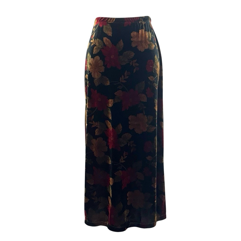 Y2K 90s Velvet Maxi Skirt PM Black Back Slit Fairy Grunge Whimsigoth Phoebe